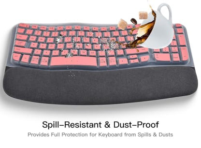 Keyboard Cover Skin for Logitech Wave Keys MK670 Combo Keyboard Skin, Logitech Wave Keys Wireless Ergonomic Keyboard Cover Protector Skin, Logitechs Waves Key MK670 Accessories, Pink - color: Pink