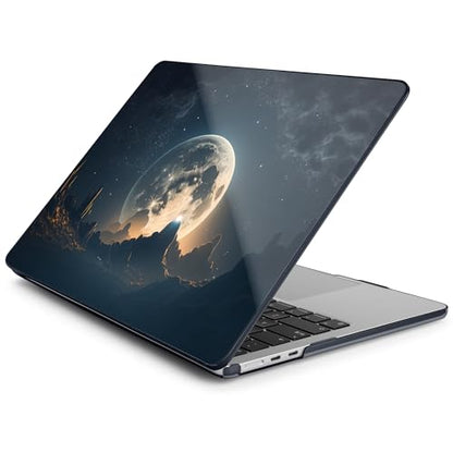 Batianda Case for MacBook Air 15" with M5 M4 M3 M2 Chip, Moon in Sky | 4-in-1 set with Sci-fi galaxy universe design, lightweight slim hard shell protection for men, gamers, and tech fans - color: Moon in Sky