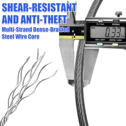 1/3in Security Cable with Loops Cut-Resistant and Waterproof | 4FT/6FT/8FT/10FT Security Cable Suitable for Travel,Home and Outdoor Activities - size: 4FT