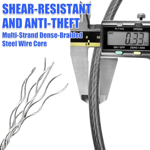 1/3in Security Cable with Loops Cut-Resistant and Waterproof | 4FT/6FT/8FT/10FT Security Cable Suitable for Travel,Home and Outdoor Activities - size: 10FT