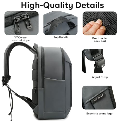 BANGE Business Smart Backpack for Men and Women，can holds 15.6 Inches Laptop Backpack, Waterproof Commute Work Travel Backpack, Flight Carry-On (gray) - color: Gray
