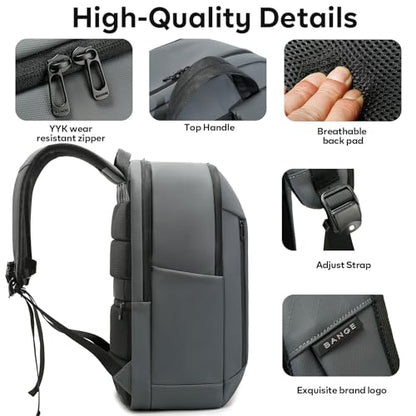 BANGE Business Smart Backpack for Men and Women，can holds 15.6 Inches Laptop Backpack, Waterproof Commute Work Travel Backpack, Flight Carry-On (gray) - color: Gray