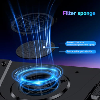 IETS GT300 Upgraded Laptop Cooling Pad with Adjustable Stand, Turbo Boosted Cooler for Rapid Cooling 10-17inch Gaming Laptop, Flexible Sealing Ring，Featuring Air Filtration Adjustable clamp - color: GT300B0(Basic)