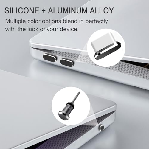 USB C Dust Plug and Headphone Plugs for Laptop Phone Port Protection Anti Dust Cover, MacBook Accessories Compatible with MacBook Pro/Air (Black)