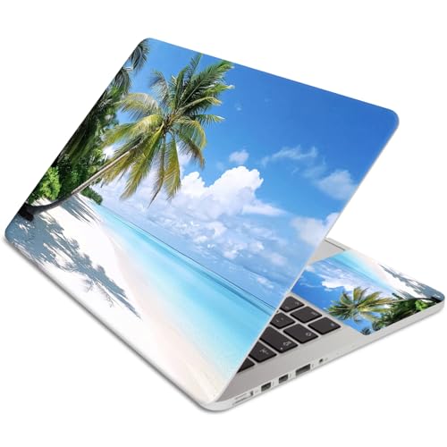 15.6 Inch Laptop Skin Sticker, Reusable Vinyl Cover Protector with 2 Wrist Pad Skins, Removable Waterproof Scratch-Resistant for 12-15.6 Inch Laptop Notebook,White Sandy Beach - color: White Sandy Beach