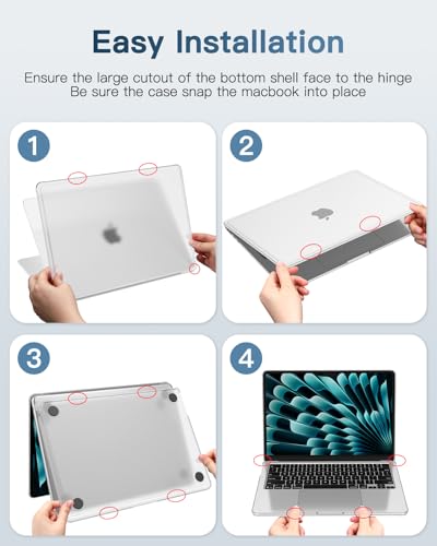 Fintie Matte Case for MacBook Air 13.6 Inch 2026-2022, Frost Clear | M5 M4 M3 M2 A3449 A3240 A2681 A3113, Anti-Scratch, Fingerprint Resistant, TPU Bumper, Hard Shell Cover - color: Frost Clear