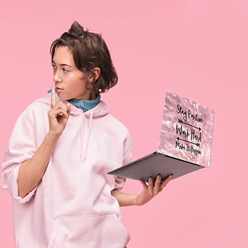 Laptop Skin Sticker,13.3 14 15 15.4 15.6 inch Laptop Skins,Universal Vinyl Decal,Dustproof Scratch Resistant Reusable Cover Protector with Free 2 Wrist Pads (Pink Letter) - color: Pink Letter