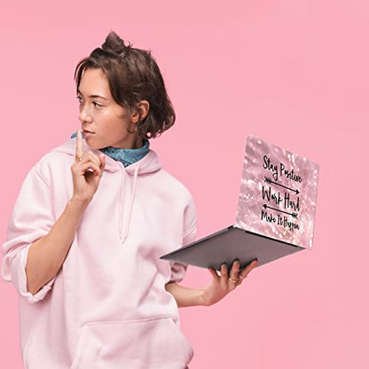 Laptop Skin Sticker,13.3 14 15 15.4 15.6 inch Laptop Skins,Universal Vinyl Decal,Dustproof Scratch Resistant Reusable Cover Protector with Free 2 Wrist Pads (Pink Letter) - color: Pink Letter