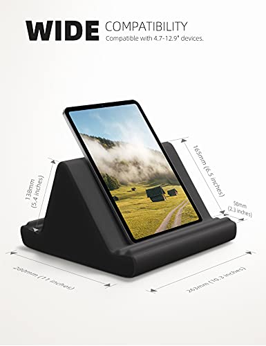 Lamicall Tablet Pillow Holder Stand - Tablet Pillow Soft Pad for Lap | Tablet Holder for Bed and Desk with Pocket & 4 Viewing Angles, for iPad Pro Air, Mini, Kindle, iPhone, 4-13" Devices, Black - color: Black