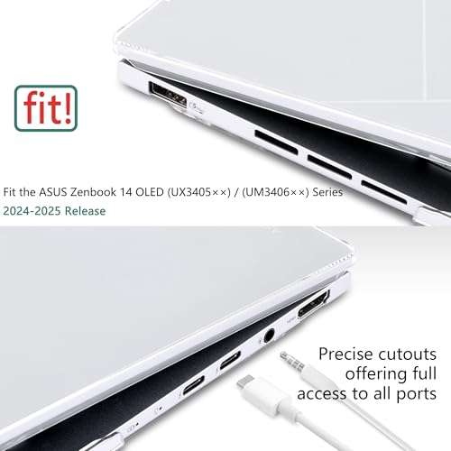 Batianda Crystal Clear Case for ASUS ZenBook 14 OLED 2024 2025 | Fits Model UX3405M / UX3405C / UM3406, Transparent Hard Shell Laptop Cover, Ultra Thin Anti-Scratch Protective Skin - color: Crystal Clear