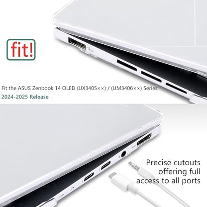 Batianda Crystal Clear Case for ASUS ZenBook 14 OLED 2024 2025 | Fits Model UX3405M / UX3405C / UM3406, Transparent Hard Shell Laptop Cover, Ultra Thin Anti-Scratch Protective Skin - color: Crystal Clear
