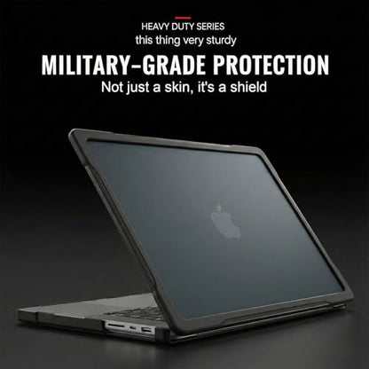 Batianda Ultimate Shockproof Case for MacBook Pro 14 Inch 2026-2021, Black | Fits M5/M4/M3/M2/M1 Pro Max Chip Model, Heavy Duty Matte Translucent Rugged Protective Shell with Carbon Fiber Side Texture - color: X-Black