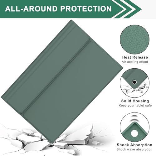 Keyboard Case for Samsung Galaxy Tab A9 Plus 5G 11 inch 2023 (SM-X210/X216/X218), 7 Color Backlit Detachable Keyboard Bluetooth, Smart Folio Cover with S Pen Holder for Galaxy Tab A9+ 11"(Dark Green) - color: Dark Green