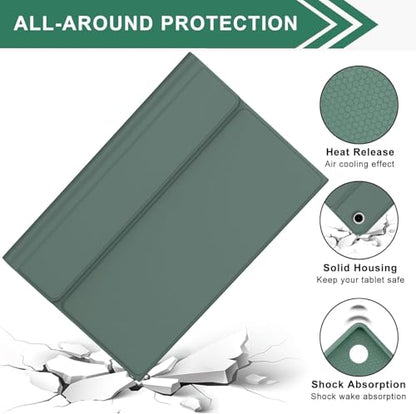 Keyboard Case for Samsung Galaxy Tab A9 Plus 5G 11 inch 2023 (SM-X210/X216/X218), 7 Color Backlit Detachable Keyboard Bluetooth, Smart Folio Cover with S Pen Holder for Galaxy Tab A9+ 11"(Dark Green) - color: Dark Green