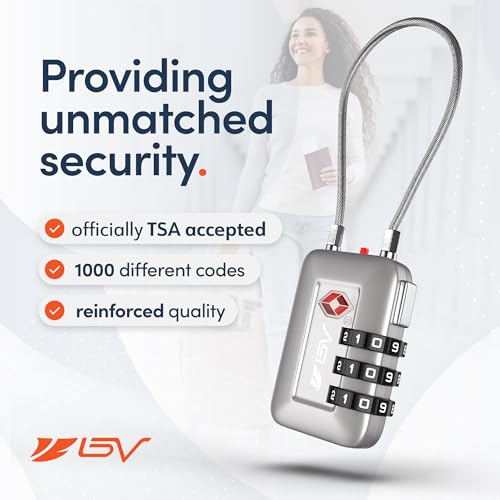 TSA Accepted Luggage Travel Lock, Set-Your-Own Combination Lock for School Gym Locker, Luggage Suitcase Baggage Locks, Filing Cabinets, Toolbox, Case (Silver, 1 Pack) - color: Silver 1-Pack