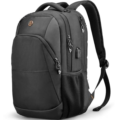 Swissdigital Design Backpack for Men & Women Fit 16 Inch Computer SD1670-01 | Travel Laptop Backpack, College Bag, Business Backpack, with USB Charging Port, RFID Protetion Pocket, Water Bottle, Black - color: Black