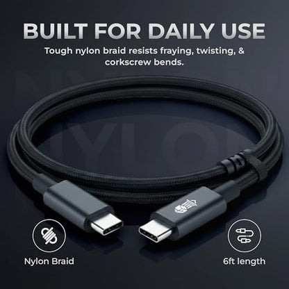 McClinton & Co. USB C to USB C Cable 6ft | 100W PD Fast Charging for Samsung Galaxy S25/S24/S23/S22, iPhone 16/15 Pro Max, Google Pixel, Motorola, OnePlus | Durable Braided, Snug Fit USB-C Cord