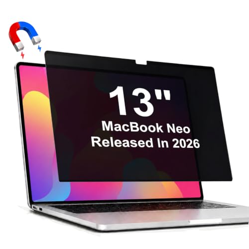 GMOC Magnetic Privacy Screen for MacBook Neo 13 inch (2026, A18 Pro), Removable Anti Glare Matte Filter for 13” Laptop, Blue Light Blocking Computer Privacy Screen Protector