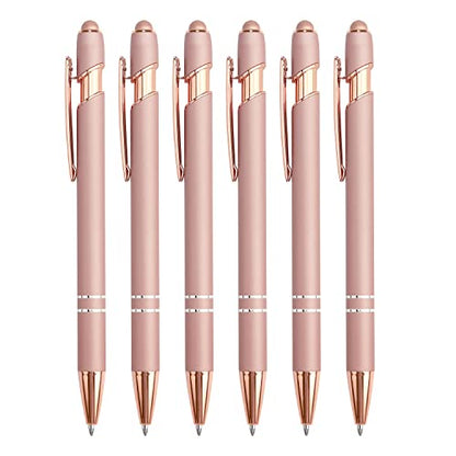 Bribobo 6 Pack Ballpoint Pen 2-in-1 Stylus, 1.0 mm Black Ink | Retractable Ballpoint Pen with Stylus tip, Metal Stylus Pen for Touch Screens - color: 6