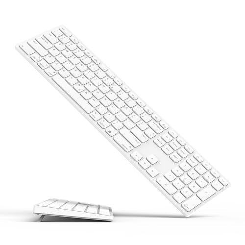 Wireless Bluetooth Keyboard with Numeric Keypad for Apple Mac OS | Rechargeable design. Fully compatible with iMac, Mac Mini/Pro, MacBook Air/Pro, iPad.