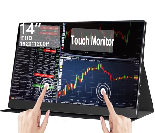 14" Portable Touchscreen Travel Monitor 1920 * 1200P IPS/HDR Laptop Screen Extender for Gaming and Computer Display, Compatible with Laptop PC Phone PS4/PS5 Switch - size: 14"