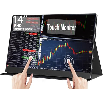 14" Portable Touchscreen Travel Monitor 1920 * 1200P IPS/HDR Laptop Screen Extender for Gaming and Computer Display, Compatible with Laptop PC Phone PS4/PS5 Switch - size: 14"