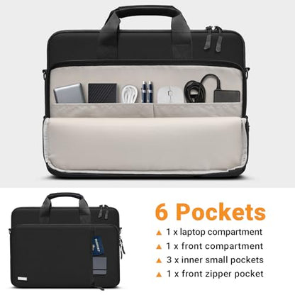 TECOOL 15.6 16 Inch Laptop Bag, 360 Protective Case Sleeve Messenger Bag | Waterproof Computer Briefcase with Shoulder Strap for 15.6 16 Inch Laptop Notebook Chromebook, MacBook Pro 16,Black - color: Black, size: 15.6-16 Inch
