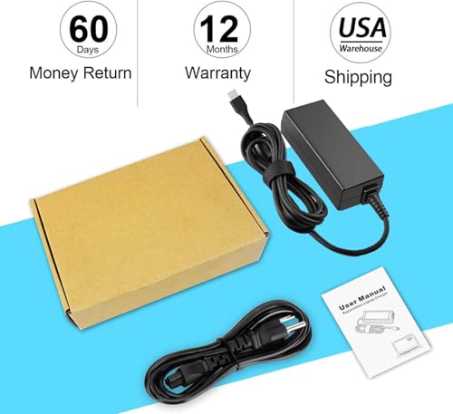 65W USB C Laptop Charger Replacement for Dell Laptop/Computer/Chromebook | and All 65 Watt/45W USB Type C Power Adapter