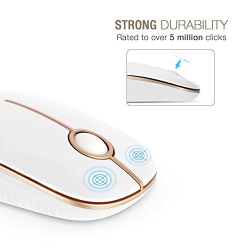 VssoPlor Wireless Mouse, 2.4G Slim Portable Computer Laptop Mouse with Nano Receiver Quiet Silent Optical Mice for Notebook, PC, Laptop, Computer-White and Gold - color: White and Gold