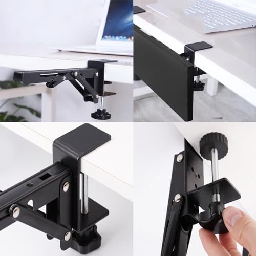 Under Desk Keyboard Tray Support Bracket Adjustable Desktop Extension Board Stand Clamp-on Keyboard Holder Arm Rest Tray Extension Plate Support Rack for Desk, NO Board/Tray, 1 Set (Style02) - style: Style02
