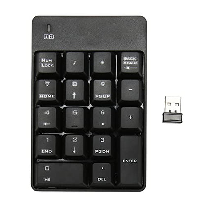 Numeric Keypad, 18 Key Wireless USB Number Pad with Low Noise Design and Comfortable Tilt Angle, for Laptop Desktop PC OS X (Black) - color: Black