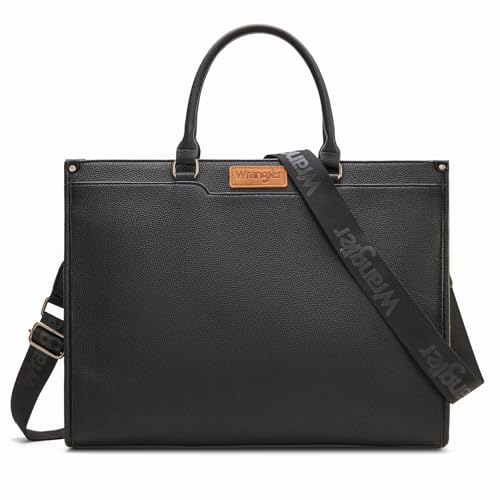 Wrangler Laptop Tote Bag for Women Western Style Work Crossbody Bag - color: Black