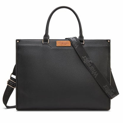 Wrangler Laptop Tote Bag for Women Western Style Work Crossbody Bag - color: Black