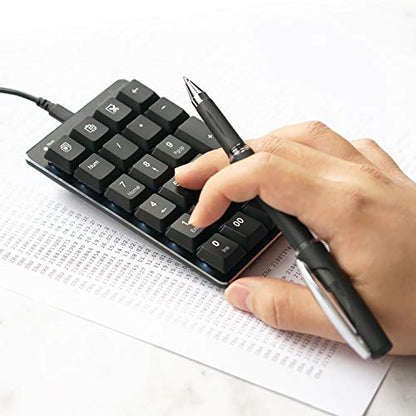 Perixx PERIPAD-303B, Backlit Mechanical Numeric Keypad - USB - Office Shortcut Keys - Full Size 22 Keys - Kailh Brown Switch Keys