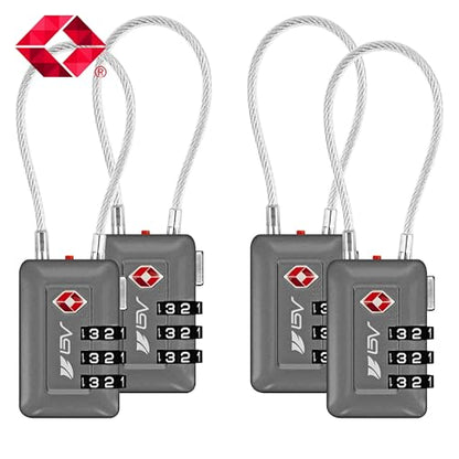 TSA Accepted Luggage Travel Lock, Set-Your-Own Combination Lock for School Gym Locker, Luggage Suitcase Baggage Locks, Filing Cabinets, Toolbox, Case (Slate Gray, 4 Pack) - color: Slate Gray 4-Pack