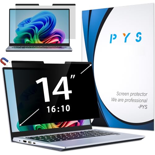 PYS 14 Inch 16:10 Magnetic Laptop Privacy Screen, Anti-Glare Blue Light Filter, Removable Privacy Shield for Lenovo, HP, Dell - size: 14 Inch (16:10)