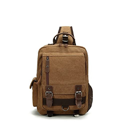 Sechunk Canvas Messenger Bag Sling Bag Crossbody Bag Shoulder Bag Retro Cross Body Handbags - color: Coffee, size: Large