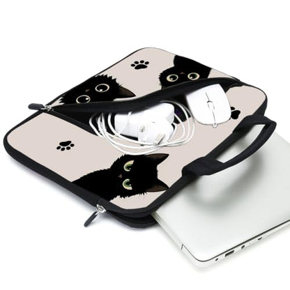 15Inch Laptop Sleeve Carrying Bag with Handle， Front Pocket for Placing Power Adapter and Mouse for men women - color: Cat-3