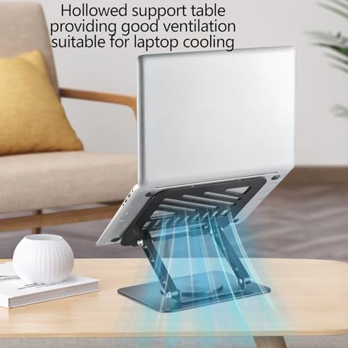 Laptop Stand for Desk Adjustable Computer Stand 360° Rotating with Hollow Ventilation Board Large Weight Capacity Laptop Riser Adjustable Height Laptop Stand for All 10" - 17'' Laptops