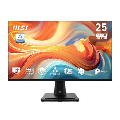 msi PRO MP251 E14L 24.5-inch IPS 1920 x 1080 (FHD) Computer Office Monitor, 144Hz, Free-Sync, HDR Ready, HDMI, VGA Port,VESA Mountable, Tilt, 4-Side Slim Bezel,1ms, Black - style: Pro Mp251 E14L