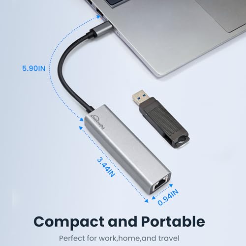 USB c hub ethernet,USB C Hub with RJ45 Gigabit Ethernet,Thunderbolt 4/3 to Ethernet Adapter,USB C to Network Adapter Compatible with MacBook Pro/Air, iPad Pro,Laptop,Chromebook,and More - color: USB C-GRAY