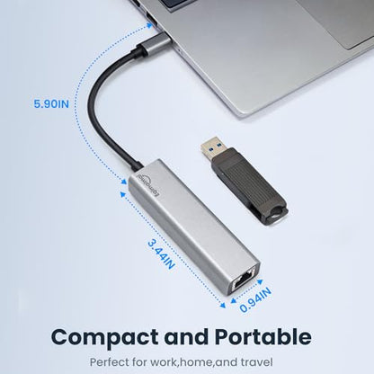 USB c hub ethernet,USB C Hub with RJ45 Gigabit Ethernet,Thunderbolt 4/3 to Ethernet Adapter,USB C to Network Adapter Compatible with MacBook Pro/Air, iPad Pro,Laptop,Chromebook,and More - color: USB C-GRAY