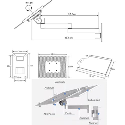 Foldable Laptop Wall Mount Bracket, Full Motion Articulating Laptop Holder, with Detachable Mouse Tray, Vented Full-Cover Heat Dissipation, Ergonomic Space-Saving for Laptops Home Office Workstation