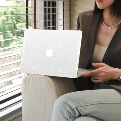 Glitter Case for MacBook Air 13 inch 2026 M5, 2022-2025 M4/M3/M2 | Bling Sparkle Plastic Hardshell & Keyboard Cover for Mac Air 13.6 inch Case A3449 A3449 A3240 A3113 A2681, Clear Glitter - color: 01 Clear Glitter