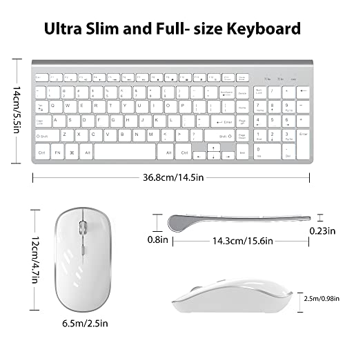 Wireless Keyboard Mouse, JOYACCES 2.4G Compact and Ultra Slim Wireless Keyboard and Mouse for Windows, Computer, Desktop, PC, Laptop-Sliver - color: silver white