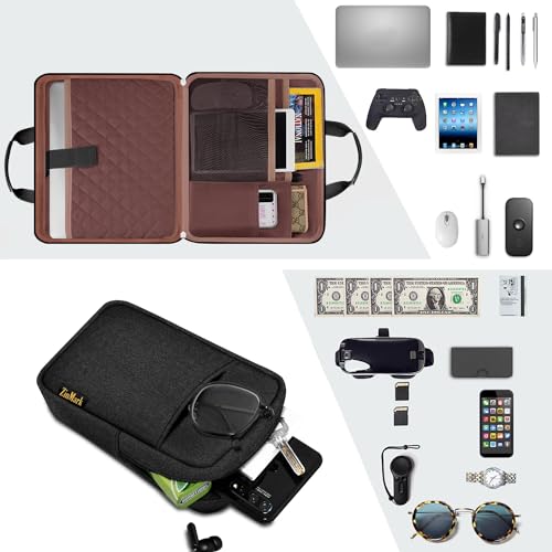 Laptop Case 15.6 Inch Briefcase Military-Grade Protection with Detachable Belt Bag, Compatible All Model of 15-16 Inch MacBook Pro and Most Popular 15.6 Inch Notebooks Chromebooks (Black) - color: Black