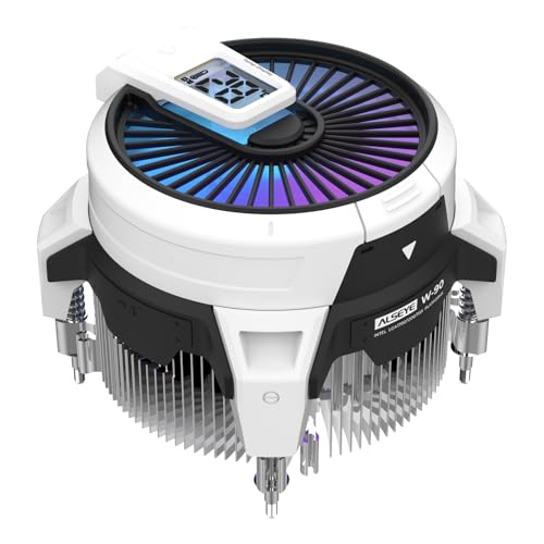 ALSEYE W90 CPU Cooler, Temperature Displayed CPU Cooler for Small Size PC Case with Powerful 90mm ARGB Lighting Fan and 40mm High-Performance Heat Column Inside (W90 Intel Version) - style: W90 Intel version
