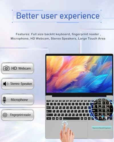 MYW Laptops,15.6" IPS 1080P Screen,6500Y Processor 3.4Ghz 16GB RAM 512GB SSD, Laptops with Fingerprint Recognition Backlit Keyboard,WiFi5, USB C(Data), Webcam, HDMI - style: 1561-16G-512G-6500Y
