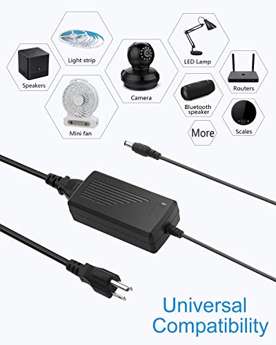ALITOVE 12V 5A Power Supply 60W 12 Volt Transformer 5Amp 4A 3A, 10 Pack | AC/DC Adapter 100-240V 50/60hz to 12V Power Adapter, for LED Strip Light CCTV Camera Router Radio Sceptre Monitor - size: 10 Pack