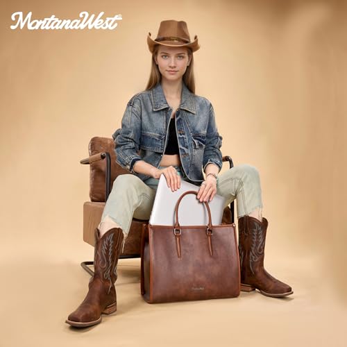 Montana West Laptop Tote Bag for Women 15.6 Inch Computer Bags Business Office Work Briefcase With Adjustable Shoulder Strap - color: Coffee